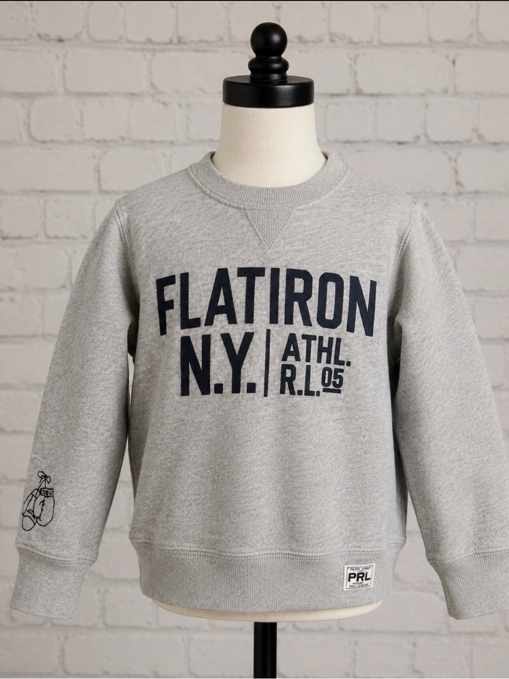 Polo Ralph Lauren Boys Sweatshirt Size 5 Flat Iron Boxing Stitching Gray Cozy